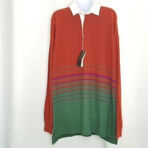 Vintage NEW Cross Creek Rugby Polo Shirt Sz L Orange Green Purple Stripe